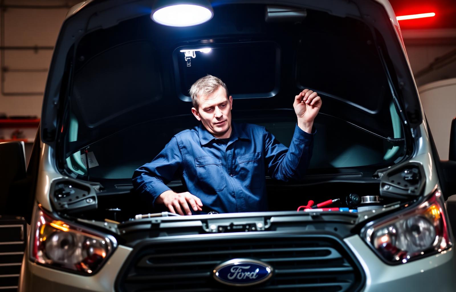MB Auto Solutions mechanic working on a Ford Transit in our Canterbury workshop